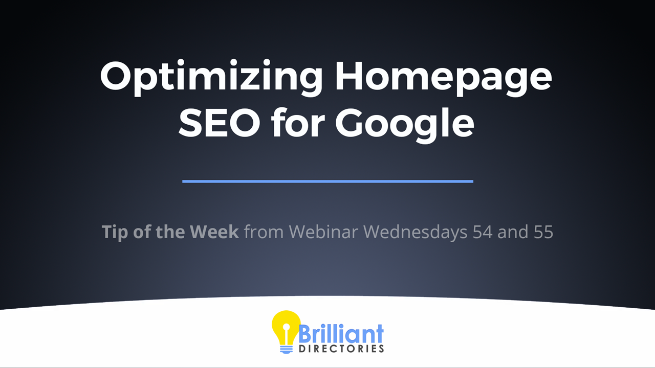 Optimizing Homepage SEO for Google – Directory Website Tips
