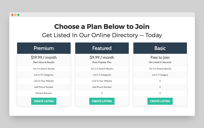 Side-by-Side Pricing Plans