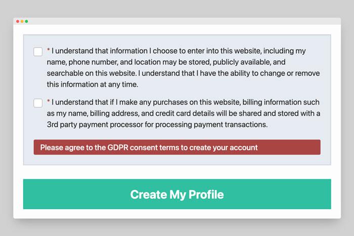 GDPR Consent Fields